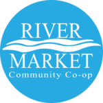 River Market Logo - blue circle with white text reading 'River Market Community Co-op'